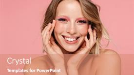  Presentation with pink beauty - Amazing slides having beauty-portrait-of-an-attractive backdrop and a coral colored foreground