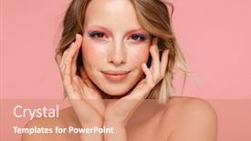 Presentation with pink beauty - Beautiful PPT theme featuring beauty-portrait-of-an-attractive backdrop and a coral colored foreground