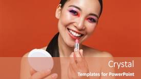  Presentation with beauty makeup - Presentation theme enhanced with beauty-portrait-of-an-attractive background and a coral colored foreground