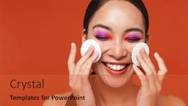  Presentation with beauty makeup - Presentation theme having beauty-portrait-of-an-attractive background and a red colored foreground