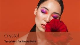  Presentation with beauty makeup - Theme enhanced with beauty-portrait-of-an-attractive background and a red colored foreground