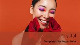  Presentation with beauty makeup - Amazing PPT layouts having beauty-portrait-of-an-attractive backdrop and a red colored foreground