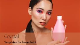  Presentation with hair shampoo - Beautiful presentation theme featuring beauty-portrait-of-an-attractive backdrop and a red colored foreground