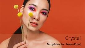  Presentation with beauty makeup - Slides with beauty-portrait-of-an-attractive background and a red colored foreground