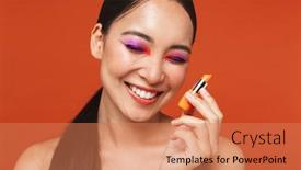  Presentation with red laser beam - Slide deck consisting of beauty-portrait-of-an-attractive background and a coral colored foreground