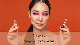  Presentation with beauty makeup - Beautiful theme featuring beauty-portrait-of-an-attractive backdrop and a coral colored foreground
