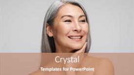  Presentation with wrinkles gray hair - Beautiful PPT theme featuring beauty-portrait-of-an-attractive backdrop and a coral colored foreground