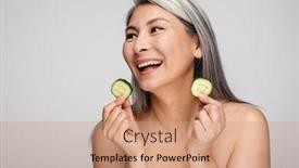  Presentation with wrinkles gray hair - Presentation theme consisting of beauty-portrait-of-an-attractive background and a coral colored foreground