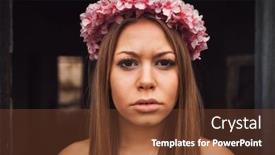  Presentation with pink beauty - Presentation theme with beauty portrait of attractive blond girl with a beautiful pink headband background and a tawny brown colored foreground