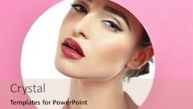  Presentation with beauty cosmetics - Slides enhanced with beauty-portrait-of-attractive-young background and a coral colored foreground