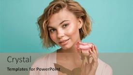  Presentation with blue rose - Presentation theme enhanced with beauty-portrait-of-attractive-young background and a coral colored foreground