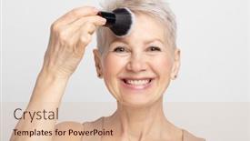  Presentation with beauty makeup - Presentation design enhanced with beauty-portrait-of-elderly-woman background and a lemonade colored foreground