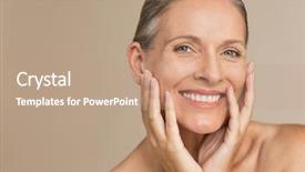  Presentation with aging skin - Amazing PPT layouts having beauty portrait of mature woman backdrop and a coral colored foreground