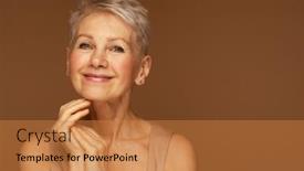  Presentation with aging skin - Slide deck featuring beauty-portrait-of-mature-woman background and a gold colored foreground