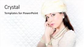  Presentation with pearls - PPT layouts featuring beauty portrait of retro woman with lace fur and pearls background and a white colored foreground