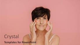  Presentation with pink beauty - Presentation featuring beauty-portrait-of-senior-woman background and a  colored foreground