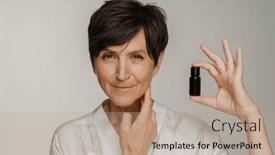  Presentation with beauty cosmetic - Slides enhanced with beauty-portrait-of-senior-woman background and a coral colored foreground