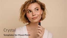 Presentation with lipstick - Theme featuring beauty-portrait-of-young-smiling background and a coral colored foreground