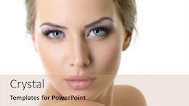  Presentation with beauty makeup - Audience pleasing PPT theme consisting of beauty-portrait-of-young-woman backdrop and a coral colored foreground
