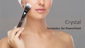  Presentation with beauty makeup - Presentation design featuring beauty-portrait-of-young background and a coral colored foreground