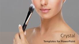  Presentation with beauty makeup - PPT layouts consisting of beauty-portrait-of-young background and a coral colored foreground