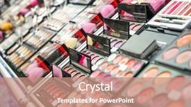  Presentation with beauty shop - Presentation theme consisting of beauty product - different cosmetics in modern shop background and a coral colored foreground