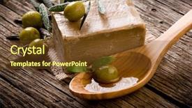  Presentation with olive oil - Cool new theme with beauty product - handmade olive oil soap backdrop and a tawny brown colored foreground