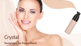  Presentation with cosmetics beauty - Slide deck with beauty product - model face of beautiful smiling background and a lemonade colored foreground