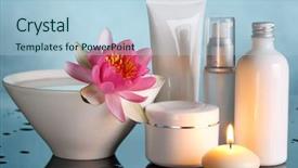  Presentation with lotus flower - Slides featuring beauty product - perfume bottles with lotus flower background and a light blue colored foreground