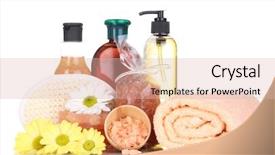  Presentation with beauty product - Audience pleasing presentation design consisting of beauty product - set for care backdrop and a lemonade colored foreground