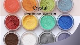  Presentation with beauty product - Slides having beauty product - set of colorful mineral eyeshadows background and a coral colored foreground