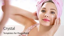  Presentation with mirror - Audience pleasing presentation theme consisting of beauty product - young girl front of mirror backdrop and a coral colored foreground