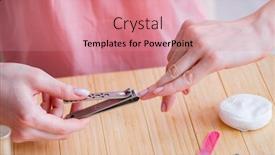  Presentation with nail care tools - Cool new slides with beauty products nail care tools pedicure closeup backdrop and a coral colored foreground