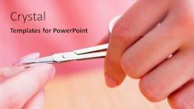  Presentation with nail care tools - PPT theme enhanced with beauty-products-nail-care-tools background and a coral colored foreground