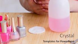  Presentation with nail care tools - Beautiful presentation featuring beauty-products-nail-care-tools backdrop and a lemonade colored foreground