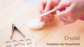  Presentation with nail care tools - Cool new slide deck with beauty products nail care tools pedicure closeup backdrop and a lemonade colored foreground