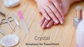  Presentation with nail care tools - Beautiful slide deck featuring beauty products nail care tools pedicure closeup backdrop and a lemonade colored foreground