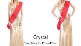  Presentation with queen - Audience pleasing PPT layouts consisting of beauty queen at contest isolated backdrop and a white colored foreground
