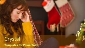  Presentation with living room - Audience pleasing slide deck consisting of beauty-redhead-getting-headache backdrop and a tawny brown colored foreground