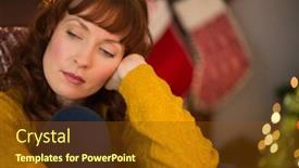  Presentation with beauty - Amazing PPT layouts having beauty redhead thinking on the armchair at christmas at home in the living room backdrop and a tawny brown colored foreground