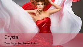  Presentation with beauty - Colorful slides enhanced with beauty redheaded girl in fashion backdrop and a coral colored foreground