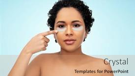  Presentation with young happy people smiling - Slide deck with beauty-rejuvenation-and-people-concept background and a coral colored foreground