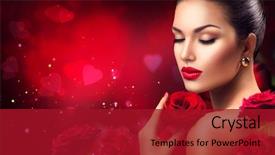  Presentation with nails manicure - PPT layouts featuring beauty romantic woman with red background and a crimson colored foreground