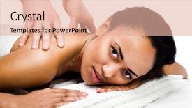  Presentation with women - Audience pleasing slide deck consisting of beauty salon afro - pretty young women receiving massage backdrop and a  colored foreground