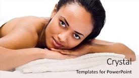  Presentation with beautiful black women smiling - Beautiful PPT layouts featuring beauty salon afro - smiling young women receiving massage backdrop and a lemonade colored foreground