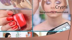  Presentation with nail salon - Presentation theme having beauty salon collage background and a coral colored foreground