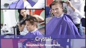  Presentation with beauty salon - Theme having beauty-salon-collage background and a violet colored foreground