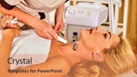  Presentation with beauty-salon - Theme with beauty salon electric stimulation background and a  colored foreground