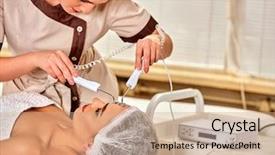  Presentation with face massage spa skin - Colorful PPT layouts enhanced with beauty salon electric stimulation backdrop and a  colored foreground
