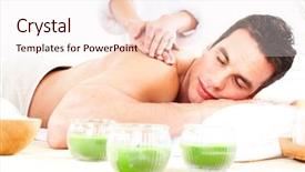  Presentation with spa - PPT theme enhanced with beauty salon men - handsome young man getting spa background and a sky blue colored foreground